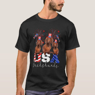 T-shirt Trois Dachshunds Des États-Unis Chien Portant Le D