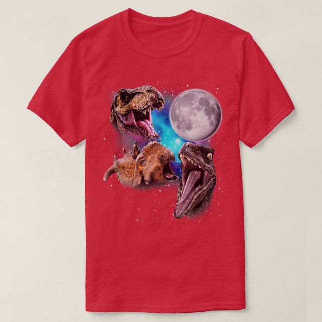 T-shirt Trois Dinosaures Howl à la Lune (Design devant)