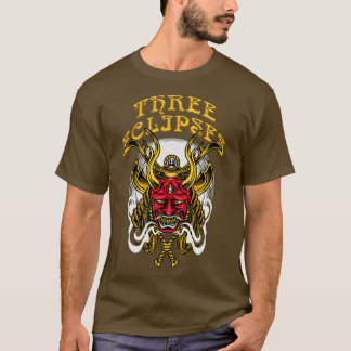 T-shirt Trois Eclipses Japonais Samurai Demon Oni Masque