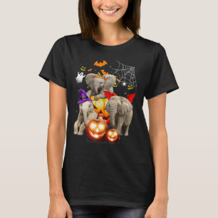 T-shirt Trois éléphants heureux Halloween Jack-o'-lantern