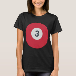 T-shirt Trois Équipe Numéro 3 Lucky Red Ball Billard Pool