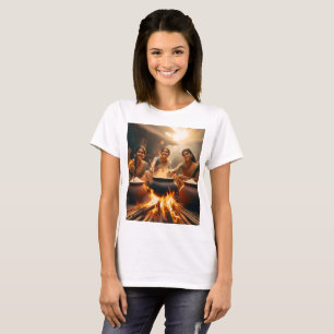 T-shirt trois femmes s'assoient autour du feu avec des pot