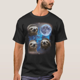 T-shirt Trois Fentes Qui Grimpent Sur La Lune Mème Étrange