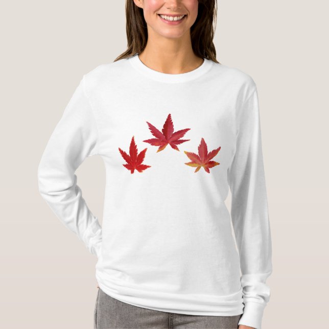 T-shirt Trois feuilles rouges en chute (Devant)