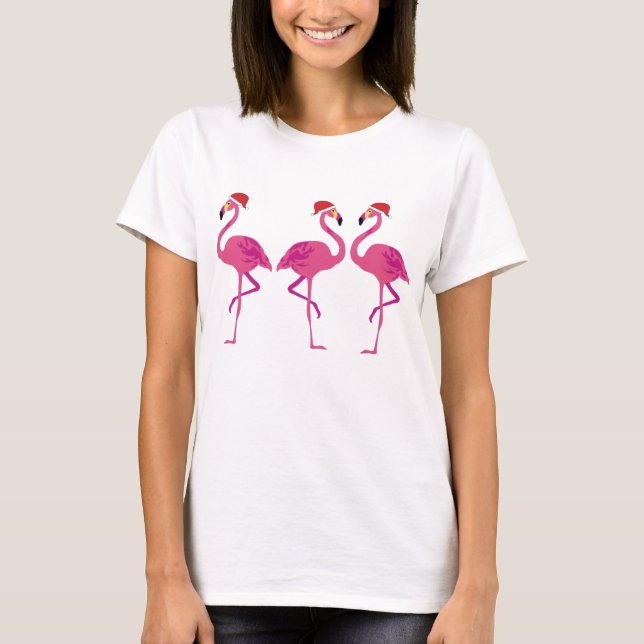 T-shirt Trois Flamants roses de Noël (Devant)