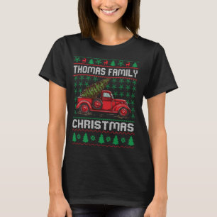 T-shirt Trois Gnomes en Camion Rouge Joyeux sapin de Noël