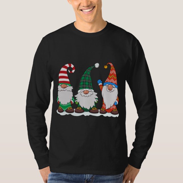 T-shirt Trois Gnomes Hiver Correspondant Famille Gnome Chr (Devant)