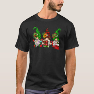 T-shirt Trois Gnomes Hommes Buffalo Plaid Rouge Christma