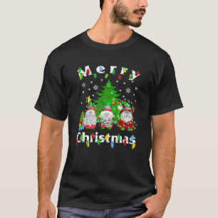 T-shirt Trois Gnomes Joyeux Noël Arbre clair Gnome Fami