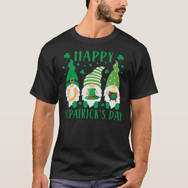 T-shirt Trois Gnomes Lucky Shamrock St Patrick's Day Irlan (Devant)