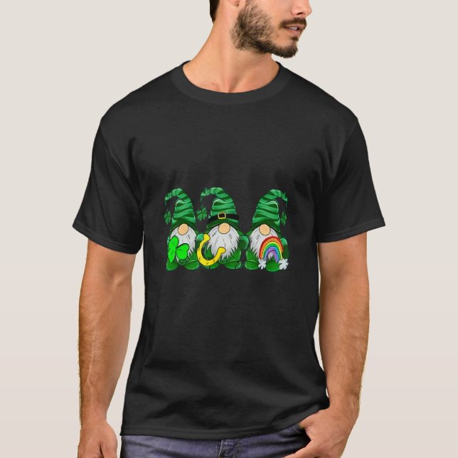 T-shirt Trois Gnomes Shamrock Leopard Plaid Saint Patrick (Devant)