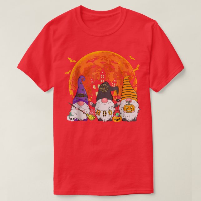 T-shirt Trois Gnomes Sorcière Halloween Citrouille Automne (Design devant)