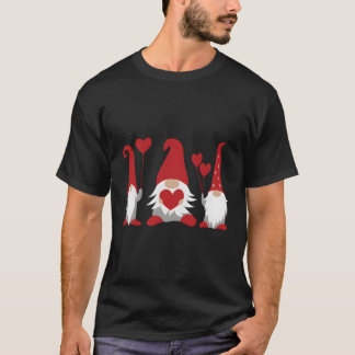 T-shirt Trois Gnomes Tenant Coeurs Valentines Garçons Fill