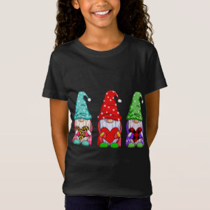 T-Shirt Trois Gnomes tenant le coeur Plaid Leopard Valenti
