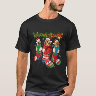 T-shirt Trois Golden Retrievers en chaussettes de Noël