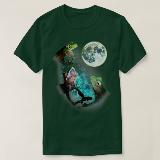 T-shirt Trois Grenouilles D'Arbre À La Lune 3 Loups Loups  (Design devant)