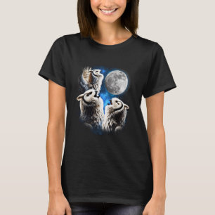 T-shirt Trois hiboux lune drôle mème chouette mignonne amo