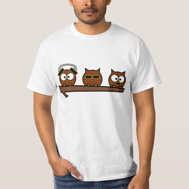 T-shirt Trois hiboux originaux sages (Devant)