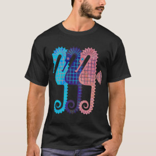 T-shirt Trois hippocampes de différentes couleurs