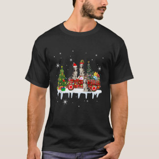 T-shirt Trois huskies elfes du Père Noël sur camionnette d