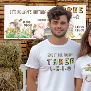 T-shirt Trois-i-e-i-o 3ème Anniversaire Thème Ferme Parent