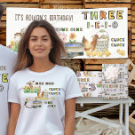 T-shirt Trois-i-e-i-o Ferme 3e anniversaire Parents<br><div class="desc">T-shirt Three-i-e-i-o 3rd Birthday Party pour maman et papa. Les t-shirts à thème des parents lisent "chanter pour [nom] Three-i-e-o" d'un côté et les animaux de ferme de l'autre - parfait pour encourager vos invités à faire du bruit ! Inspiré par la rime de la pépinière Old Macdonald dans le...</div>