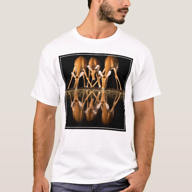 T-shirt Trois impalas boivent ensemble la nuit (Devant)