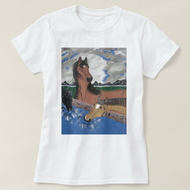 T-shirt Trois jolis chevaux (Design devant)