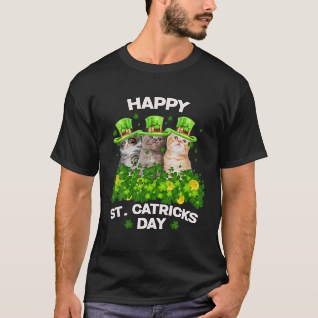 T-shirt Trois Jour de la Saint Patrick Chat Happy Jour de  (Devant)