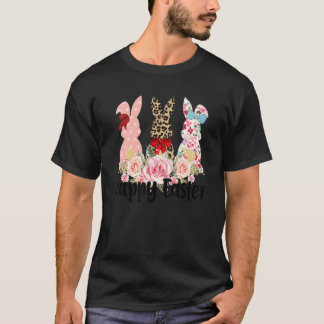 T-shirt Trois Lapins Joyeuse Fête de Pâques Enfants Garçon