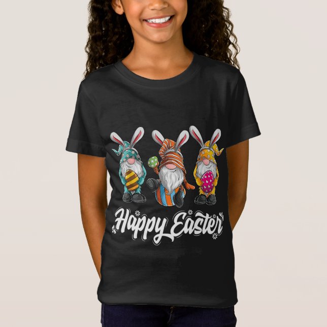 T-Shirt Trois lapins tenant des oeufs de Pâques Chasse Hap (Devant)