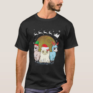 T-shirt Trois Llama Christmas Père Noël X-Mas Llama