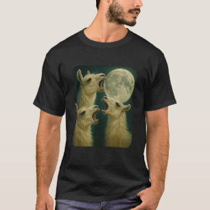 T-shirt Trois Llama Lune Drôle 3 Wolfs Meme Nerd