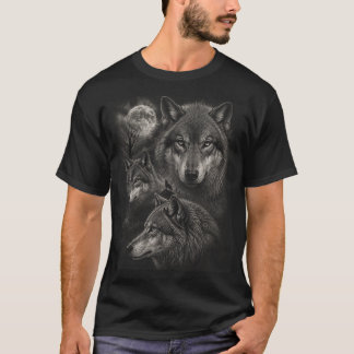 T-shirt Trois Loups Pleine Lune | Hurlement de Loup de la