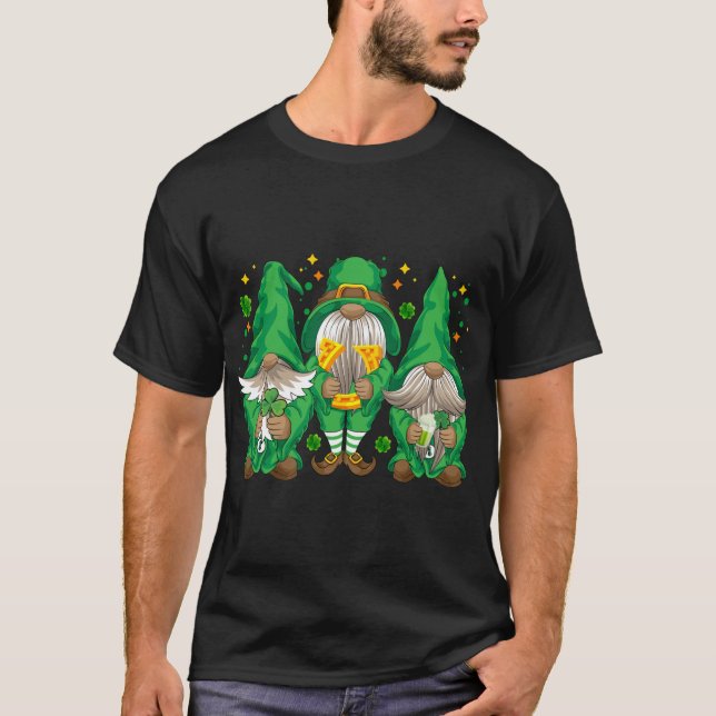 T-shirt Trois Lucky Gnome Bière Shamrock Boire Saint Pat (Devant)