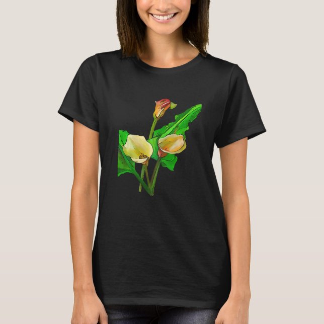 T-shirt Trois lys calla contour noir (Devant)