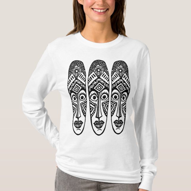 T-shirt Trois Masques Tiki Surpris (Devant)
