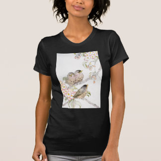 T-shirt Trois merles de bébé dans un cerisier