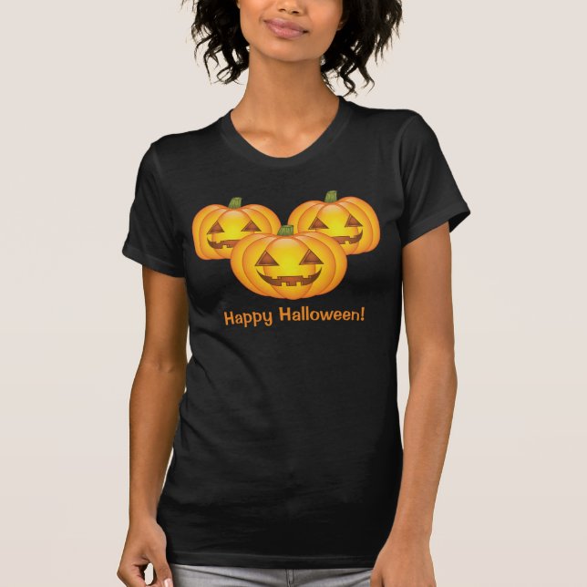 T-shirt Trois Mignons Citrouilles Avec Un Bon Texte D'Hall (Devant)