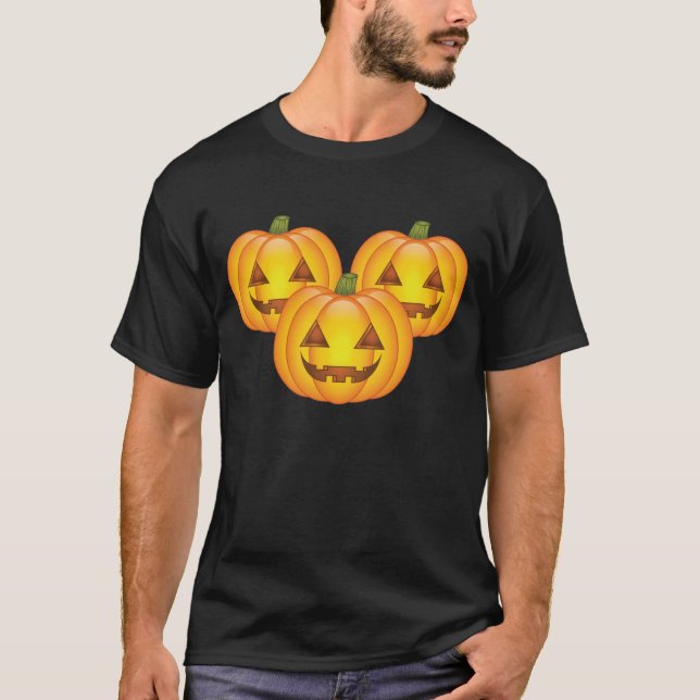 T-shirt Trois mignons Citrouilles d’Halloween Jack O’Lante (Devant)