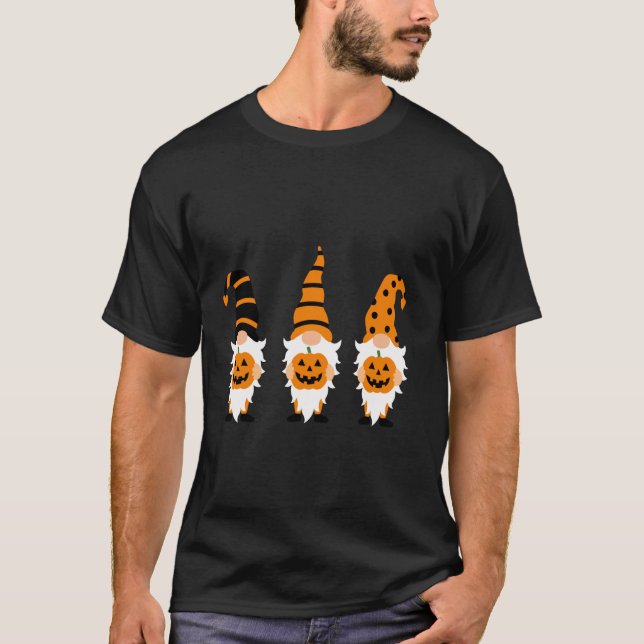 T-shirt Trois mignons gnomes d'Halloween Unique Fall Pumpk (Devant)