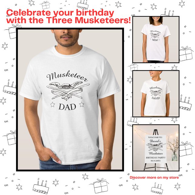 T-shirt Trois mousquetaires Dumas père parent Anniversaire (Créateur téléchargé)