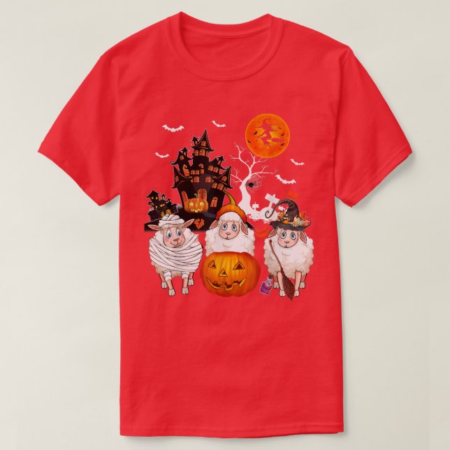 T-shirt Trois Moutons Halloween Mummy Scary sorcière avec  (Design devant)