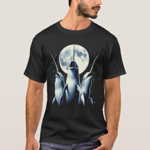 T-shirt Trois Narwhals hurlent à la lune comme trois loups