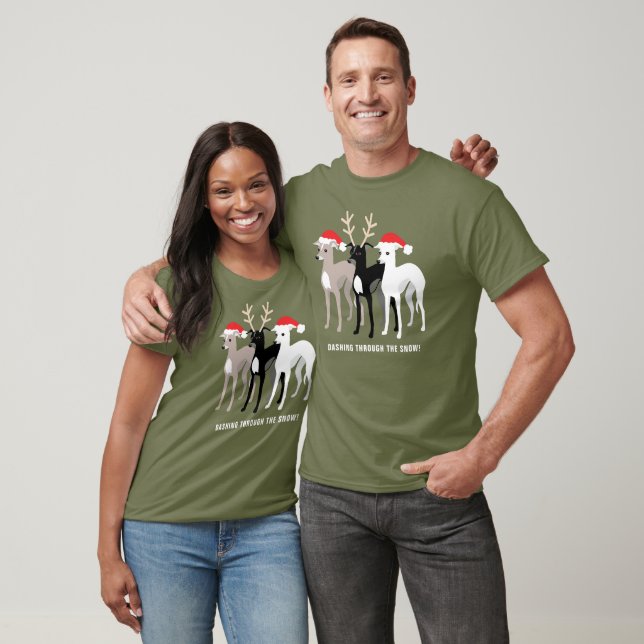 T-shirt Trois Noël Italien Greyhounds Texte Personnalisé (Unisexe)