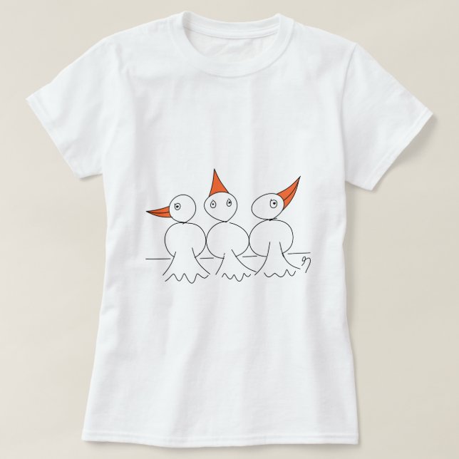 T-shirt Trois oiseaux sur le fil (Design devant)