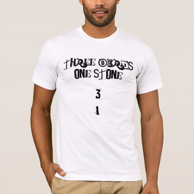 T-shirt Trois oiseaux une pierre (Devant)