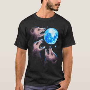 T-shirt Trois opossum hurlant à la lune drôle Possum 3