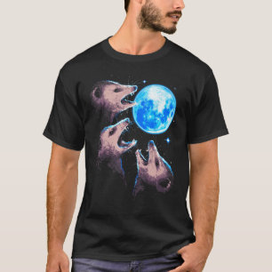 T-shirt Trois opossum hurlant à la lune drôle Possum 3