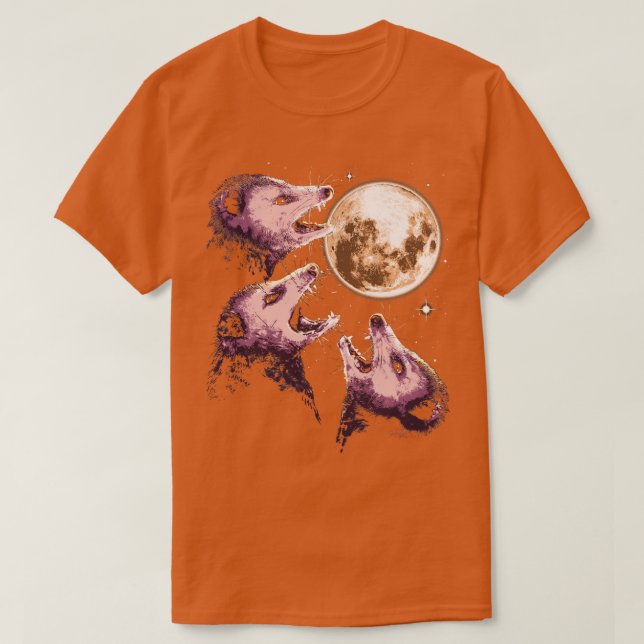 T-shirt Trois opossum hurlant à la lune drôle Possum 3 (Design devant)